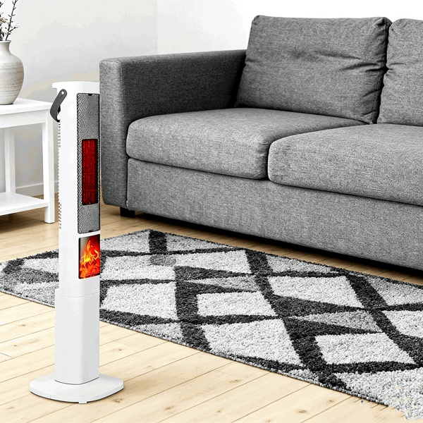 1500W Oscillating Space Heater with 3D Flame | Fast Heating, Remote Control, Tip-Over & Overheat Protection - Image 5