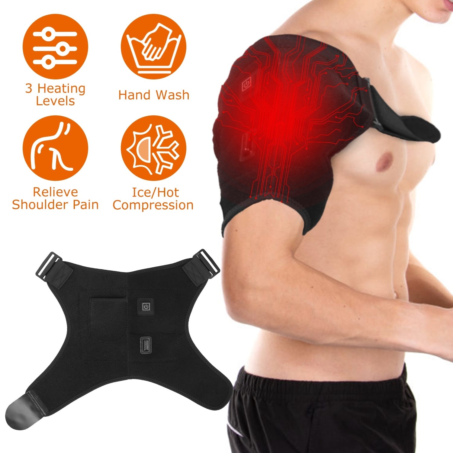 Heated Shoulder Brace | Electric Heating Pad Sleeve for Pain Relief & Muscle Stiffness