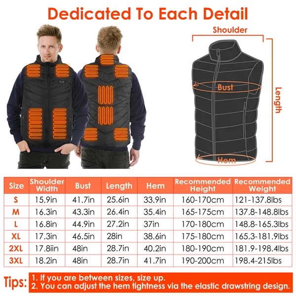 USB Heated Vest for Men & Women | Electric Warming Jacket with 3 Heat Levels & Thermal Body Heating Zones - Image 4