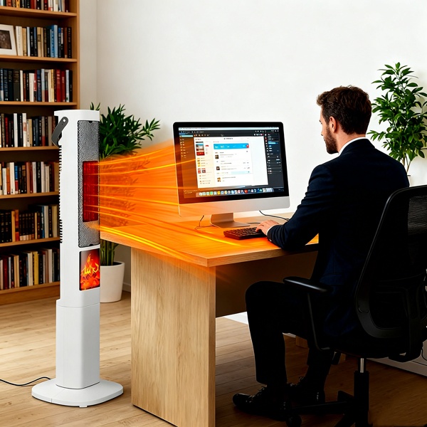 1500W Oscillating Space Heater with 3D Flame | Fast Heating, Remote Control, Tip-Over & Overheat Protection - Image 4