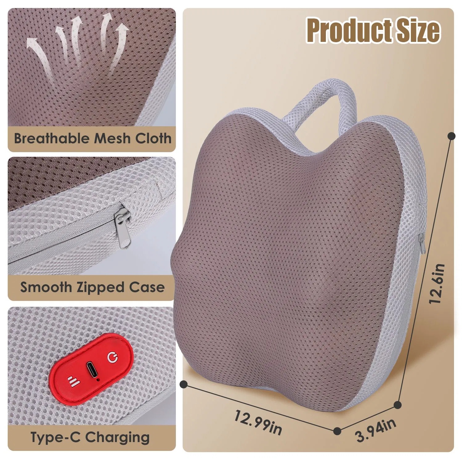 Shiatsu Back And Waist Massager With Heat Cordless Rechargeable Kneading Lower Back Massage Pillow Portable Lumbar Massager For Home Car Office - Image 10