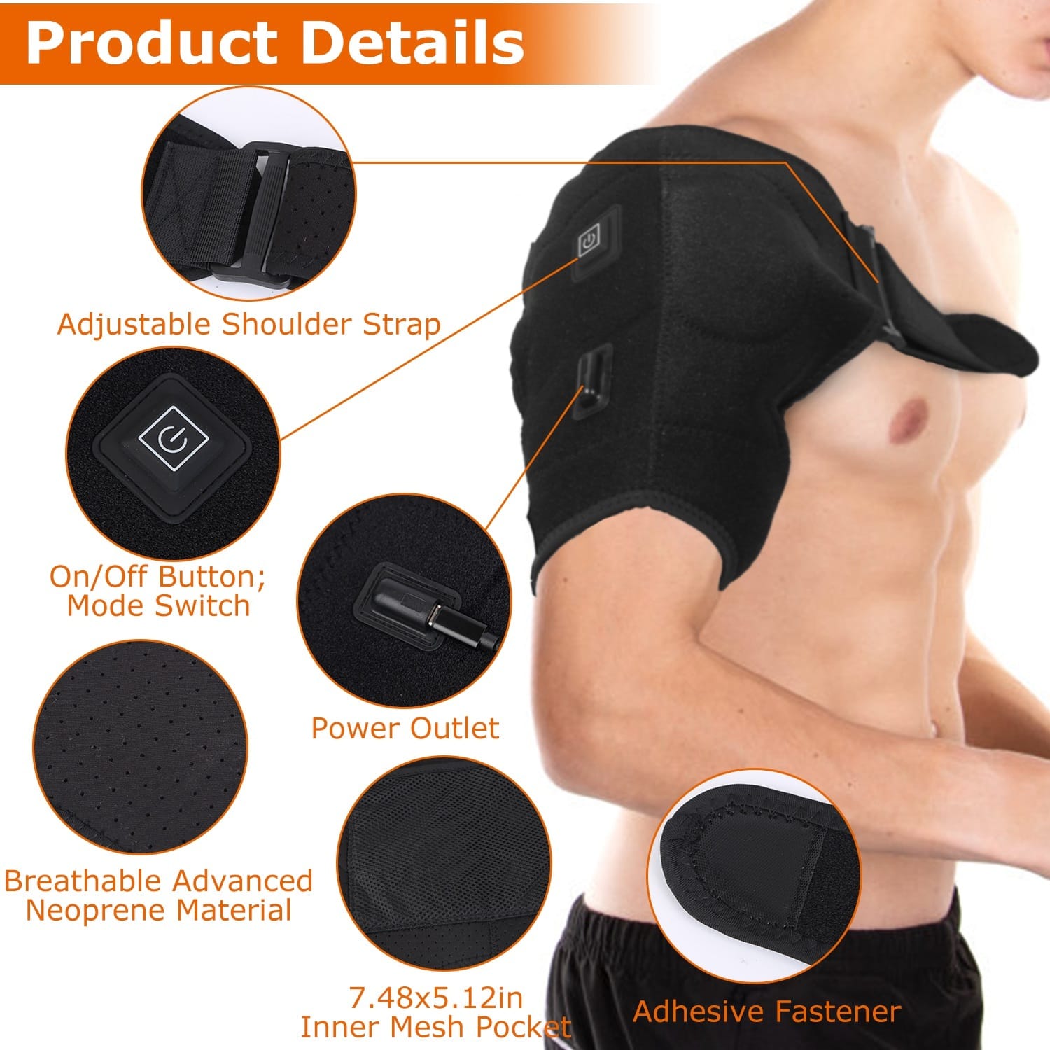 Heated Shoulder Brace | Electric Heating Pad Sleeve for Pain Relief & Muscle Stiffness - Image 2
